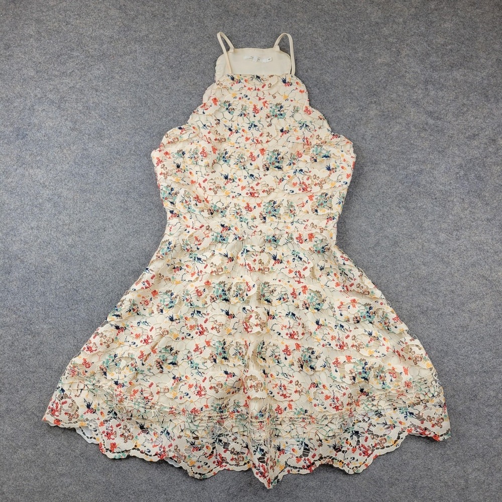 Tularosa Dress Womens Small White Floral Lace Halter Fit & Flare Mini Sundress